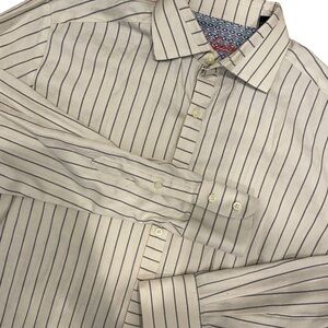 Robert Graham White Textured Patterned Stripe Long Sleeve Button Down Shirt Sz M